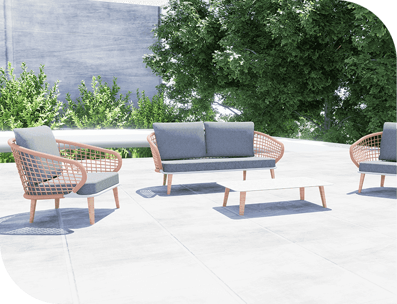 Sofa aus Textilene für Draußen Set Serie